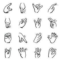 Set of Hand Cues Doodle icons with High Quality Graphics 

