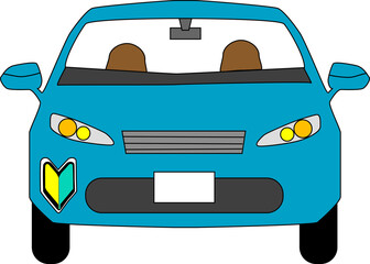 初心者マークのついた自動車のイラスト素材