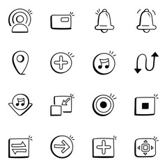 High Quality Interface Buttons Doodle Icons 

