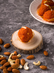 Motichur Laddu made from besan special festival indain sweets.