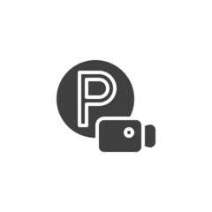 Parking video monitoring vector icon