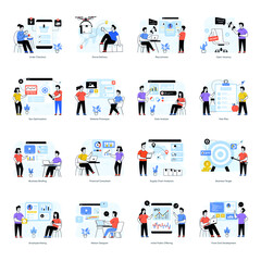 Set of Trade Marketing Flat Illustrations 