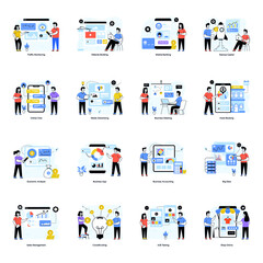 Flat Illustrations of Online Business 

