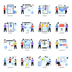 16 Trendy Illustration of Online Business and Social Media 


