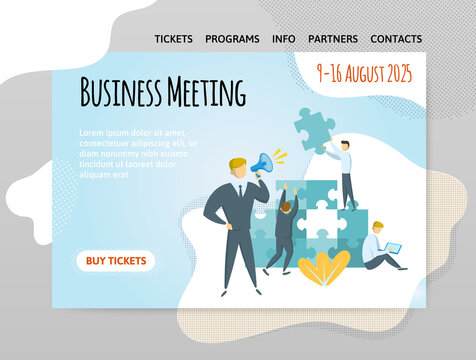 Business conference or other event. Leadership and teamwork. Vector illustration, design template of website header, banner or poster.