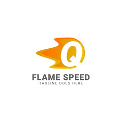 letter Q flame speed vector logo design