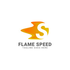 letter S flame speed vector logo design