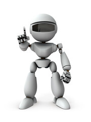 Fototapeta premium 意思決定した人工知能のロボット。白バック。3Dレンダリング。