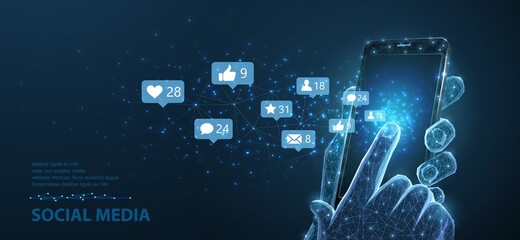 Fototapeta na wymiar Social media. Social network, digital technology, online business, using comment, people communication, data share.