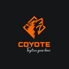 coyote head in box logo exclusive design inspiration - obrazy, fototapety, plakaty