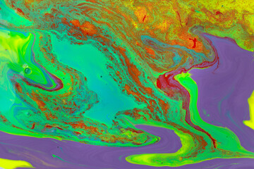 Fluorescent marble abstract liquid background. Vivid artwork texture. Agate ripple pattern.