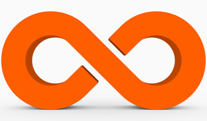 Infinity symbol 3d orange isolated on white background