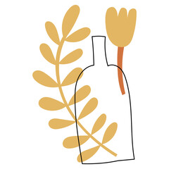 Abstract floral elements in a vase. Vector illustration.