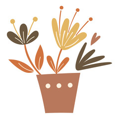 Abstract floral elements in a vase. Vector illustration.