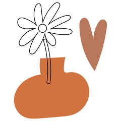 Abstract floral elements in a vase. Vector illustration.