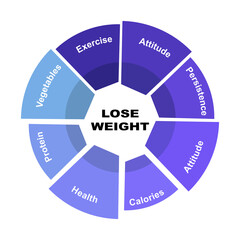 Diagram concept with Lose Weight text and keywords. EPS 10 isolated on white background