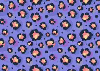 Fototapeta na wymiar Funny Leopard seamless fashion print textile in bright colours. Textured stylized animal skin vector seamless pattern.