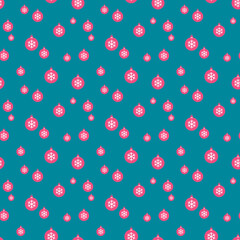 merry christmas and happy new year winter seasonal xmas seamless pattern with decoration balls, endless repeatable textue , vector illustration graphic