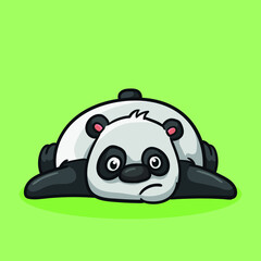 cute panda face down tired, cartoon style © singgih