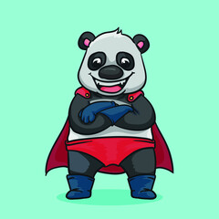 super hero panda with wings, cartoon style