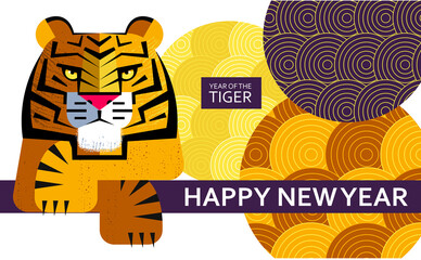 Happy new Year. New Year of the tiger. Vector illustration.