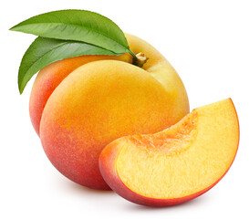 Juicy peach isolated on the white background