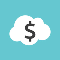 Cloud with dollar sign. Wealth, dream, investment, finance, prosperity and idea concept. Flat design. EPS 8 vector illustration, no transparency, no gradients