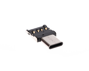 Micro USB to USB-C adapter isolated on white background