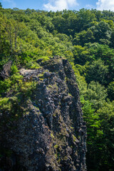 富山県富山市の猿倉山、御前山、小佐波御前山を登山する風景 Scenery of climbing Sarukura Mountain, Gozen Mountain, and Ozanami Gozen Mountain in Toyama City, Toyama Prefecture. 