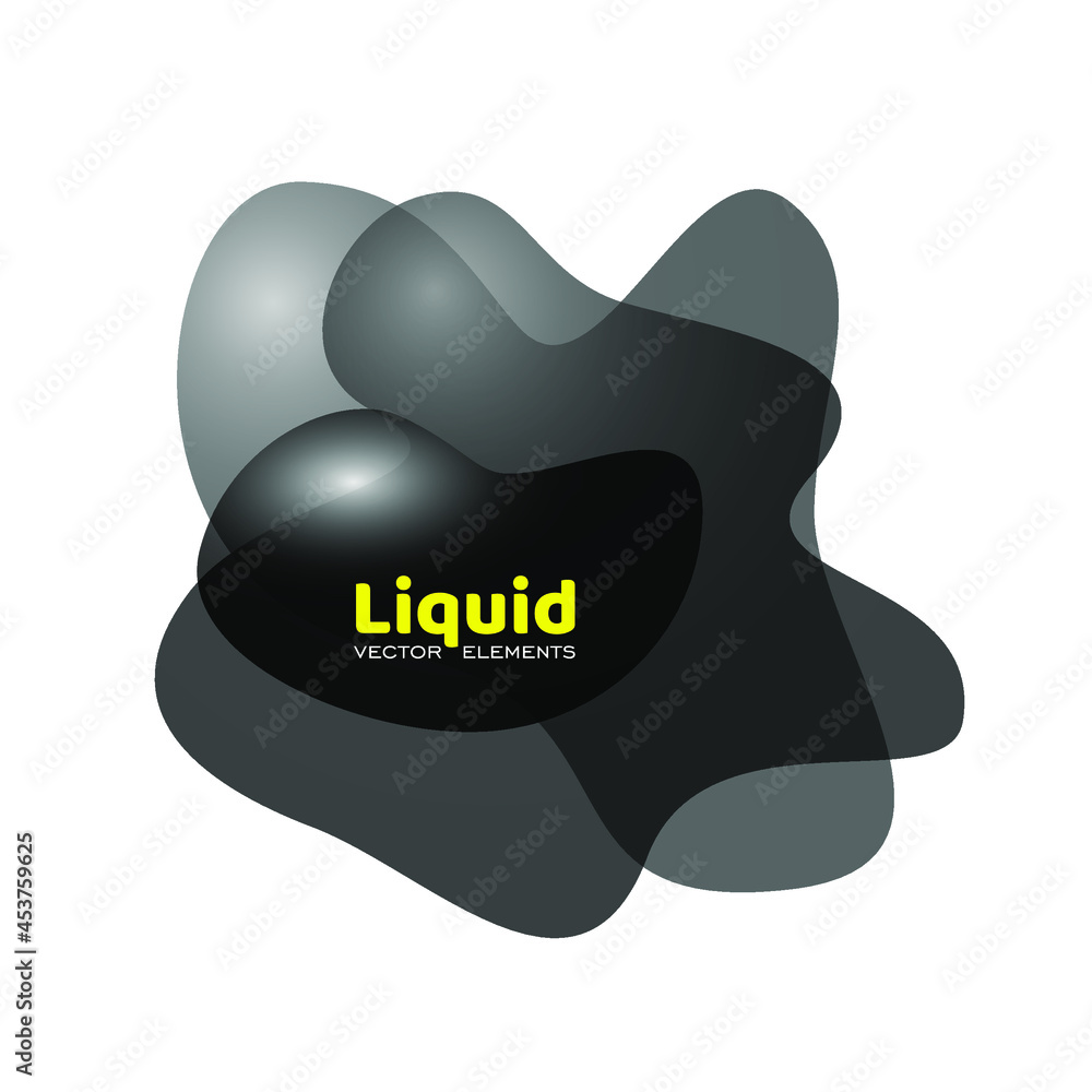 Poster abstract blur free form black-white colors. fluid organic monochrome shapes. volumetric design eleme