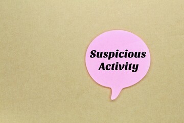 a conversation box with the word Suspicious activity