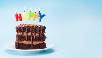 Birthday cake with happy birthday candles