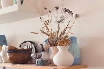 homemade pottery in the workshop