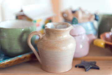 homemade pottery in the workshop