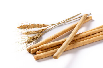Breadstick grissini snack isolated on white background