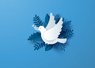 White Dove in Minimal Paper Cut Style