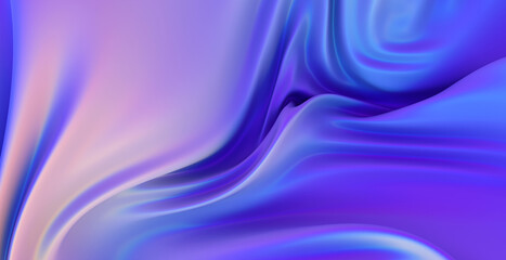 Cloth fabric gradient waves abstract background. Iridescent chrome wavy surface. Liquid surface, ripples, reflections. 3d render illustration.	