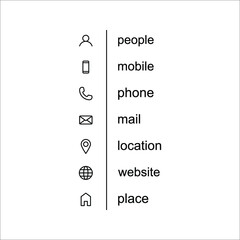 Business card icon set. Collection of business card icon vector illustration on white background