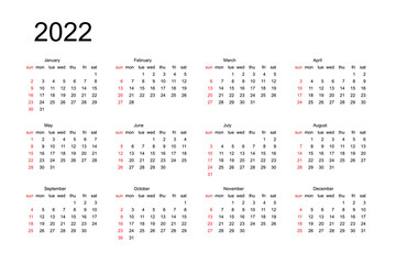 2021 year black and red calendar. Month countdown page set. Day, week. Date and schedule. Printable version template simple design. Corporate and business office personal classic organizer in english.