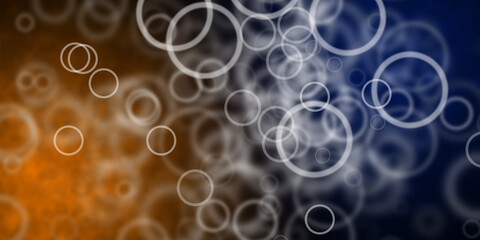 Abstract orange and dark blue background with flying round shapes
