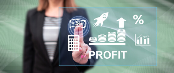 Woman touching a profit concept