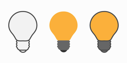 Obraz premium Light bulb icons, line art, silhouettes and colors