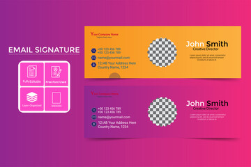Email signature vector templates, Trendy email signature, Modern Professional awesome unique Corporate Email signature.