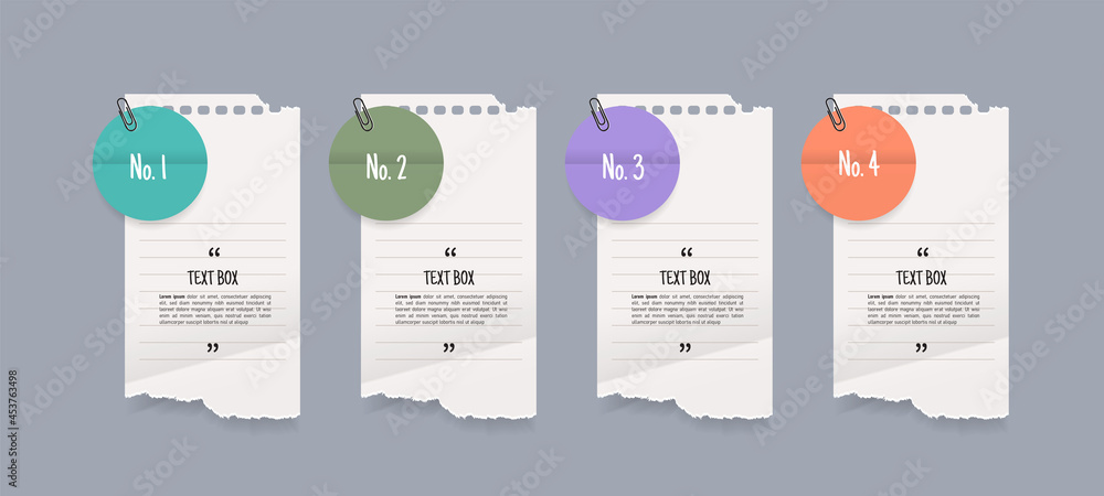 Poster text box design with note papers.