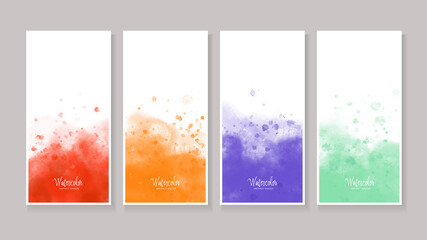 Set of watercolor stains texture abstract banner vector.