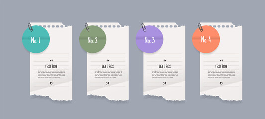 Text box design with note papers.	
