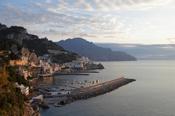 Fototapeta na wymiar Sunrise at Amalfi, Salerno province, Italy