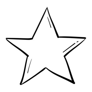 hand drawn star icon in doodle style isolated