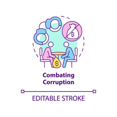 Combating corruption concept icon. Avoid bribery and money extortion abstract idea thin line illustration. Financial crime regulation. Vector isolated outline color drawing. Editable stroke