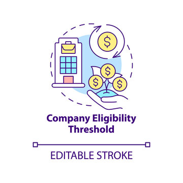 Company Eligibility Threshold Concept Icon. Business Eligibility Criteria Abstract Idea Thin Line Illustration. Turnover And Profit. Vector Isolated Outline Color Drawing. Editable Stroke